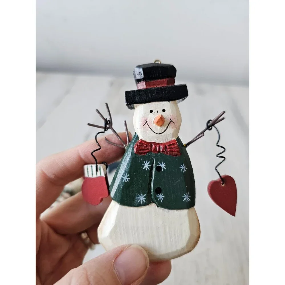 Wooden snowman mitten ornament star Xmas tree set‎ ornaments